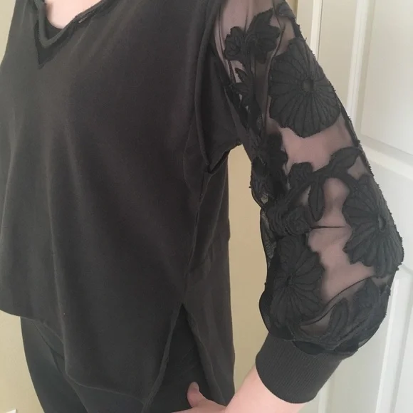 Free People olive colored and lace shirt - Picture 4 of 7